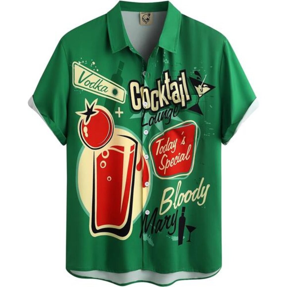 Men's Summer Hawaiian Shirts Funny Performence Printed Button Down Casual Shirt